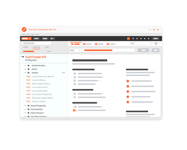 TwinThread development API dashboard